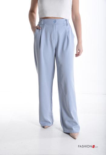 wide leg Trousers with elastic with zip with buttons with pockets - ph 1
