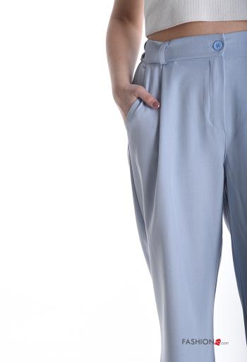 wide leg Trousers with elastic with zip with buttons with pockets - ph 4