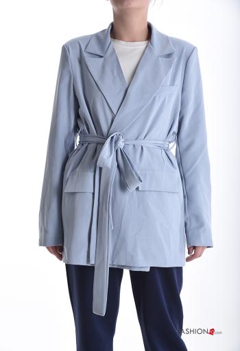 Giacca maniche lunghe con fodera con cintura in stoffa - ph 1