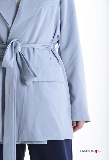 Giacca maniche lunghe con fodera con cintura in stoffa - ph 4