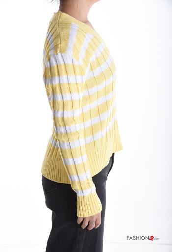 Camisola em Algodão manga comprida às riscas gola V - ph 3