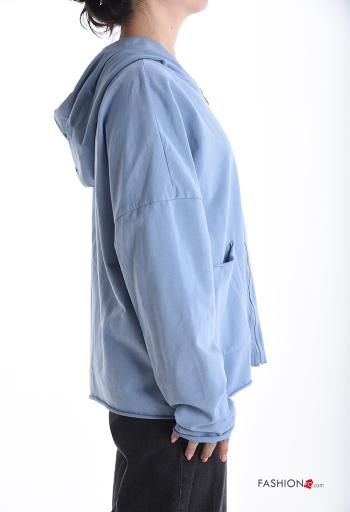 Felpa in Cotone con zip con tasche con cappuccio - ph 3