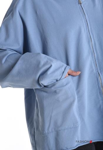 Felpa in Cotone con zip con tasche con cappuccio - ph 4