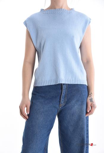 ärmellos u-boot ausschnitt Strickpullover aus Baumwolle
