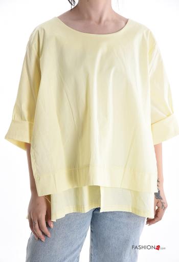 Blusa de Algodón manga larga cuello redondo