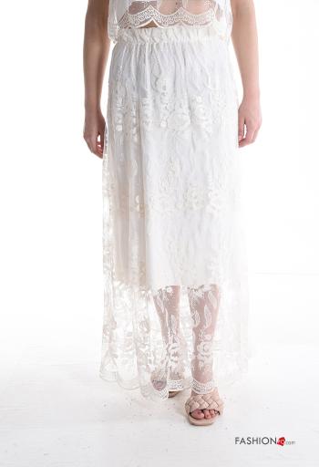 Besticktes Muster Tüll- Spitze- Rock aus Baumwolle mit Futter mit gummizug - ph 1