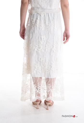 Besticktes Muster Tüll- Spitze- Rock aus Baumwolle mit Futter mit gummizug - ph 2