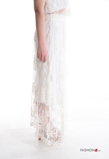 Besticktes Muster Tüll- Spitze- Rock aus Baumwolle mit Futter mit gummizug - ph 3