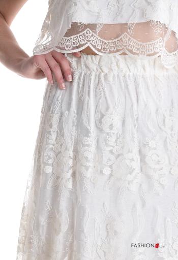 Besticktes Muster Tüll- Spitze- Rock aus Baumwolle mit Futter mit gummizug - ph 4