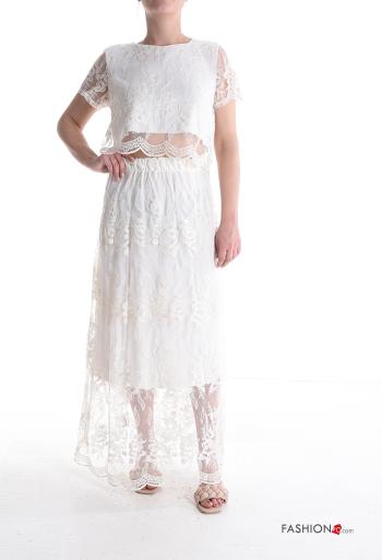 Besticktes Muster Tüll- Spitze- Rock aus Baumwolle mit Futter mit gummizug - ph 5