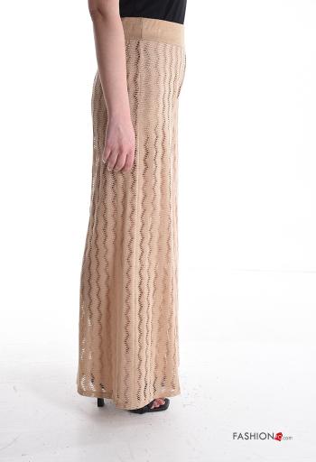 Pantalone lurex wide leg Fantasia ricamata con fodera con elastico - ph 3