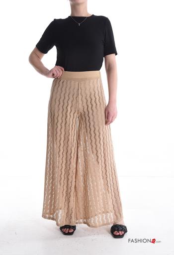 Pantalone lurex wide leg Fantasia ricamata con fodera con elastico - ph 5