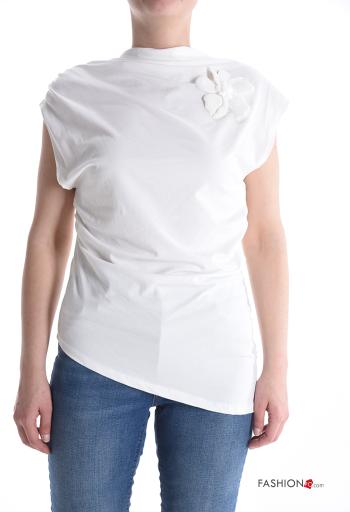 T-shirt in Cotone maniche corte asimmetrico a collo alto - ph 1