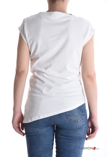 T-shirt in Cotone maniche corte asimmetrico a collo alto - ph 2