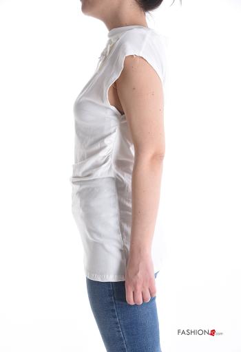 T-shirt in Cotone maniche corte asimmetrico a collo alto - ph 3