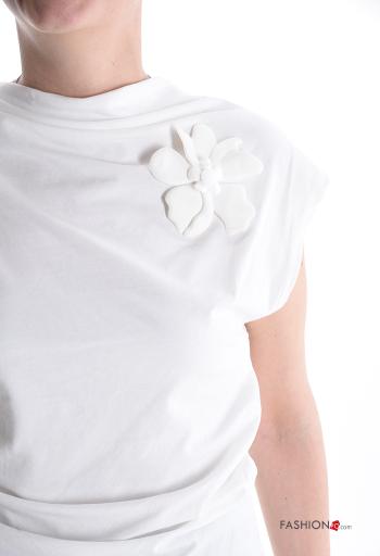T-shirt in Cotone maniche corte asimmetrico a collo alto - ph 4
