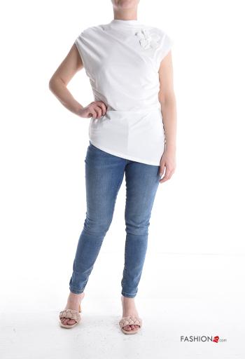 T-shirt in Cotone maniche corte asimmetrico a collo alto - ph 5