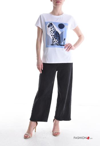 T-shirt in Cotone maniche corte girocollo Fantasia stampata - ph 5