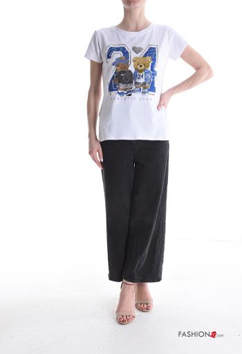 T-shirt in Cotone maniche corte girocollo Fantasia stampata - ph 5