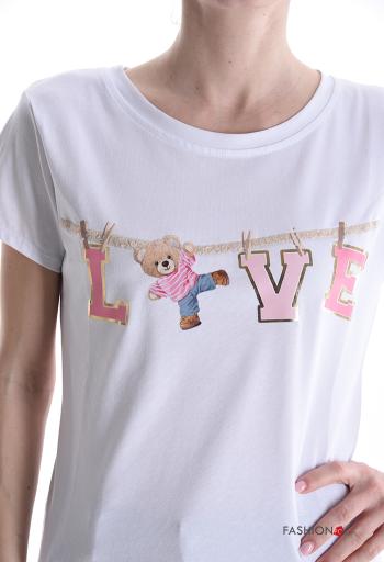 T-shirt in Cotone maniche corte girocollo Fantasia stampata - ph 4
