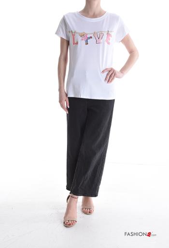 T-shirt in Cotone maniche corte girocollo Fantasia stampata - ph 5