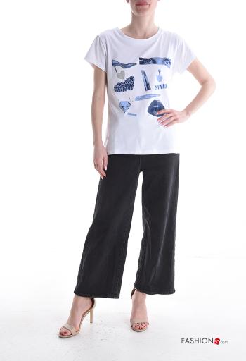 Patterned short sleeve crew neck Cotton T-shirt - ph 5