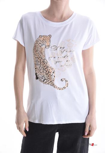 T-shirt in Cotone maniche corte girocollo Fantasia stampata - ph 1
