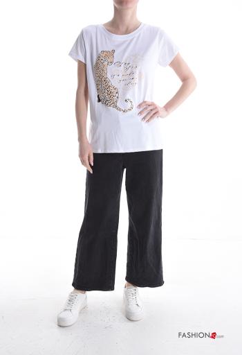 T-shirt in Cotone maniche corte girocollo Fantasia stampata - ph 5