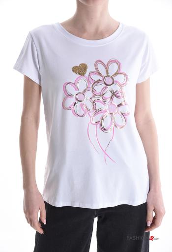 T-shirt in Cotone brillante maniche corte girocollo Fantasia stampata - ph 1