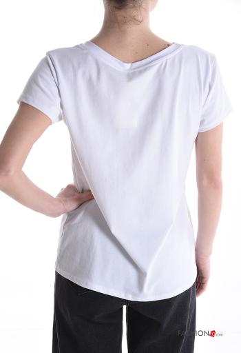 T-shirt in Cotone brillante maniche corte girocollo Fantasia stampata - ph 2