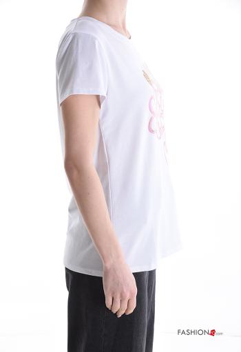 T-shirt in Cotone brillante maniche corte girocollo Fantasia stampata - ph 3
