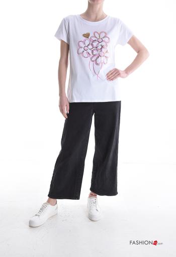 T-shirt in Cotone brillante maniche corte girocollo Fantasia stampata - ph 5
