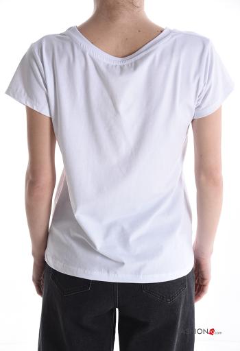 Patterned short sleeve crew neck Cotton T-shirt - ph 2