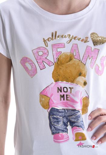 Patterned short sleeve crew neck Cotton T-shirt - ph 4