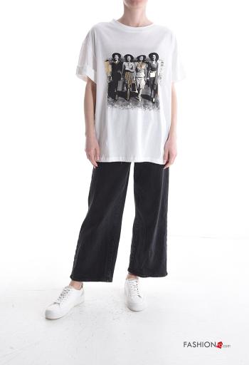 T-shirt in Cotone maniche corte girocollo Fantasia stampata - ph 5