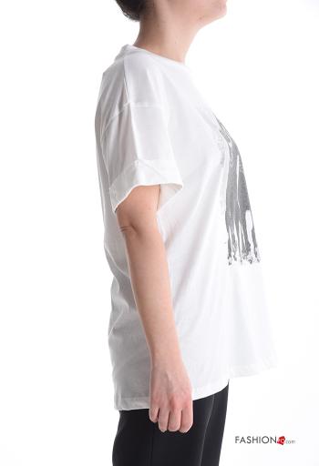 Patterned short sleeve crew neck Cotton T-shirt - ph 3