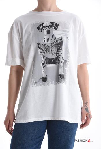 T-shirt in Cotone maniche corte girocollo Fantasia stampata - ph 1