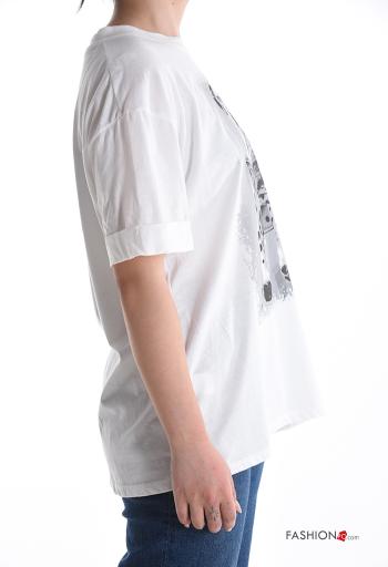 T-shirt in Cotone maniche corte girocollo Fantasia stampata - ph 3