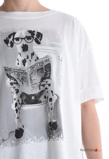 T-shirt in Cotone maniche corte girocollo Fantasia stampata - ph 4