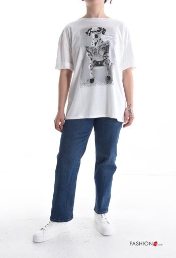 T-shirt in Cotone maniche corte girocollo Fantasia stampata - ph 5