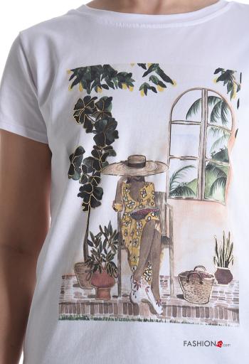 T-shirt in Cotone maniche corte girocollo Fantasia stampata - ph 4
