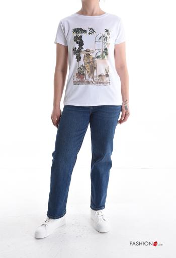 T-shirt in Cotone maniche corte girocollo Fantasia stampata - ph 5