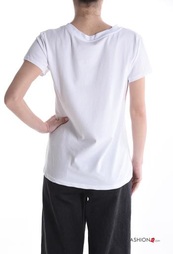 Patterned short sleeve crew neck Cotton T-shirt - ph 2