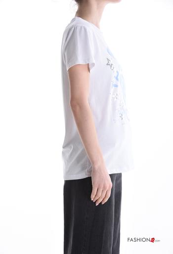 Patterned short sleeve crew neck Cotton T-shirt - ph 3