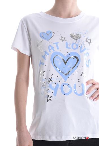 Patterned short sleeve crew neck Cotton T-shirt - ph 4