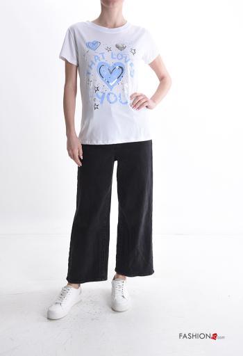 Patterned short sleeve crew neck Cotton T-shirt - ph 5