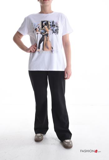 T-shirt em Algodão manga curta gola redonda Padrão Estampado - ph 5