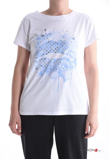 T-shirt in Cotone maniche corte girocollo Fantasia stampata