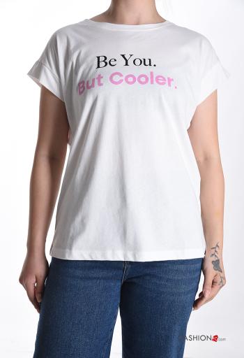 Lettering print short sleeve crew neck Cotton T-shirt - ph 1