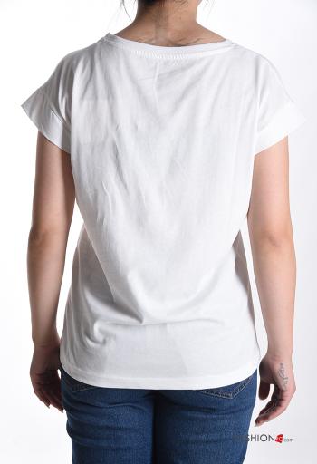 Lettering print short sleeve crew neck Cotton T-shirt - ph 2